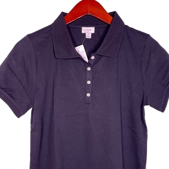 J. CREW Factory NWT Button Neck Pique Polo Top Size Small in Black - Picture 3 of 13